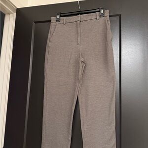 Gray Straight Ankle High Rise Pants